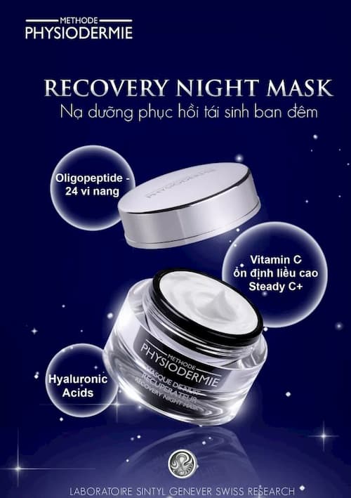 Mặt nạ ngủ Physiodermie Recovery Night Mask làm sáng, cấp ẩm tầng sâu, nâng cơ và săn chắc da