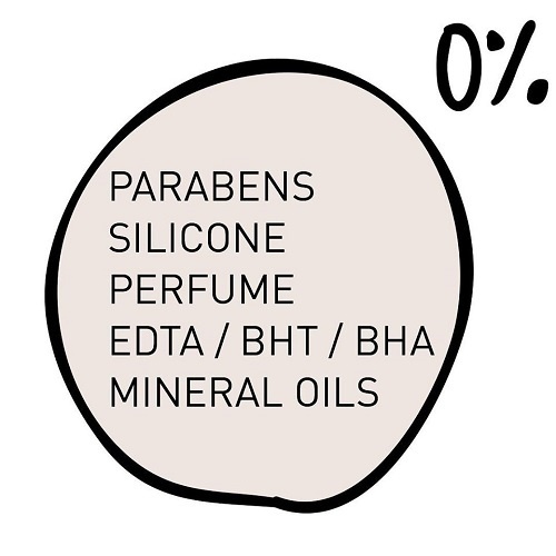 Free parabens, silicone, perfume, mineral oils, EDTA/BHT/BHA
