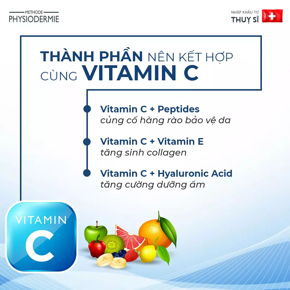 Dùng vitamin C đúng cách nên kết hợp với thành phần nào?